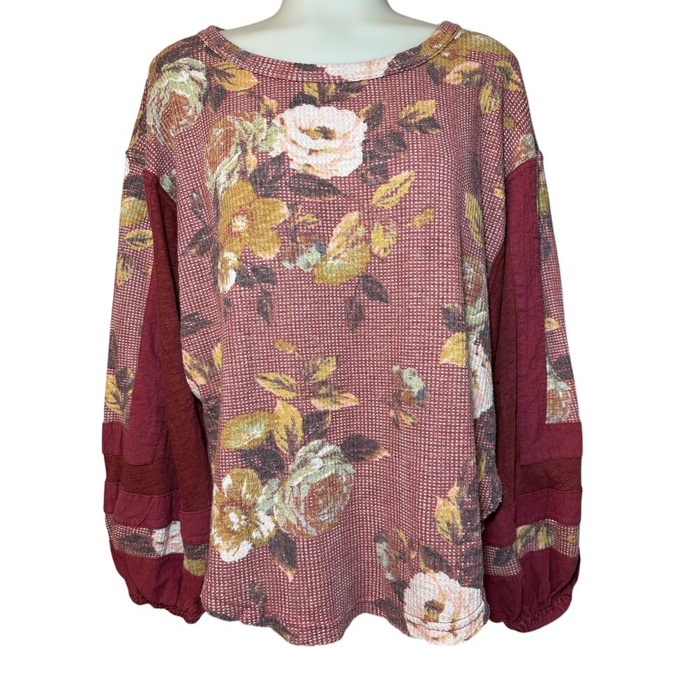 Free People Women’s Flower Patch Thermal Moroccan Spice Combo Blouse Size Medium
